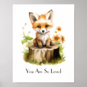 Gepersonaliseerde Waterverf Baby Fox kwekerij Wall Poster (Voorkant)