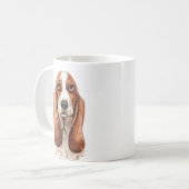 Gepersonaliseerde Waterverf Basset Hound Mok (Voorkant links)