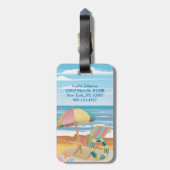 Gepersonaliseerde Waterverf Beach Ocean thema reiz Bagagelabel (Achterkant verticaal)