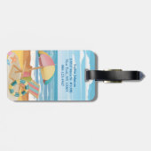 Gepersonaliseerde Waterverf Beach Ocean thema reiz Bagagelabel (Achterkant horizontaal)