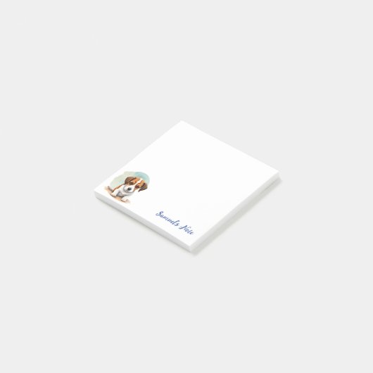 Gepersonaliseerde Waterverf Beagle Post-it Notes (Schuin)