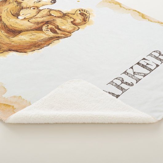 Gepersonaliseerde Waterverf Beer Nursery Sherpa Deken (3/4)