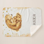 Gepersonaliseerde Waterverf Beer Nursery Sherpa Deken (Voorkant (horizontaal))