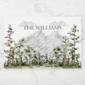 Gepersonaliseerde Waterverf Berg en Bos Voedselcontainer Etiket (Enkel label)