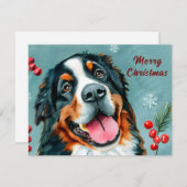 Gepersonaliseerde Waterverf Berner Dog Christmas Feestdagenkaart (Voorkant / Achterkant)
