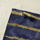 Gepersonaliseerde Waterverf Blauw en Goud Look Strandlaken (In situ)