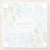 Gepersonaliseerde Waterverf Blauw Italiaans Tegel  Glazen Onderzetter (Achterkant)