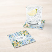 Gepersonaliseerde Waterverf Blauw Italiaans Tegel Kartonnen Onderzetters (Insitu)