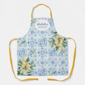 Gepersonaliseerde Waterverf Blauw Italiaans Tegel Schort (Voorkant)