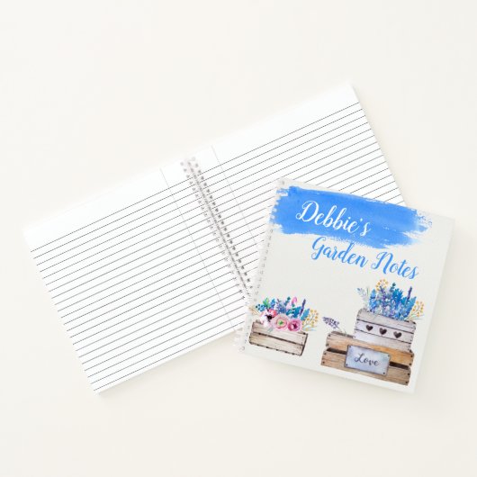 Gepersonaliseerde Waterverf bloembakken Notitieboek (Binnen)
