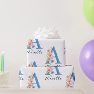 Gepersonaliseerde Waterverf Bloembrief A monogram Cadeaupapier