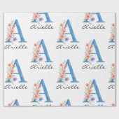 Gepersonaliseerde Waterverf Bloembrief A monogram Cadeaupapier (Vlak)