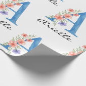Gepersonaliseerde Waterverf Bloembrief A monogram Cadeaupapier (Hoek)