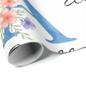 Gepersonaliseerde Waterverf Bloembrief A monogram Cadeaupapier (Rol Hoek)