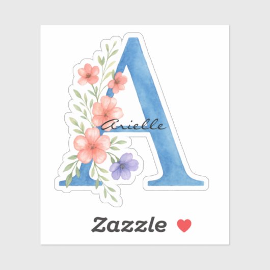 Gepersonaliseerde Waterverf Bloembrief A monogram Sticker (Vel)