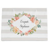 Gepersonaliseerde Waterverf Bloemen en Strepen Pat Groot Cadeauzakje (Voorkant)