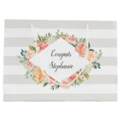 Gepersonaliseerde Waterverf Bloemen en Strepen Pat Groot Cadeauzakje (Achterkant)