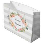 Gepersonaliseerde Waterverf Bloemen en Strepen Pat Groot Cadeauzakje (Achterkant Gekanteld)