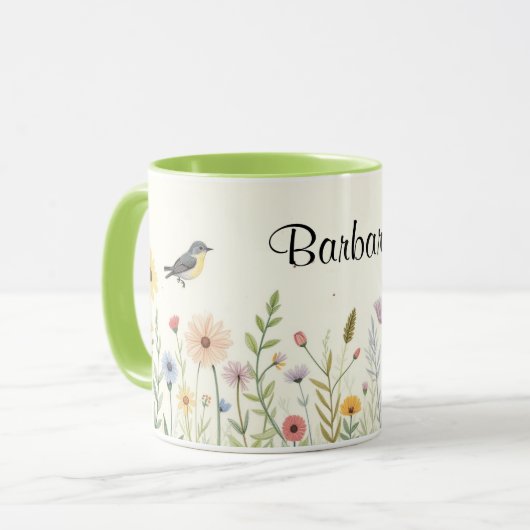 Gepersonaliseerde Waterverf Bloemen Koffie Mok (Voorkant links)