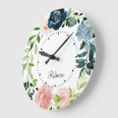 Gepersonaliseerde Waterverf Bloemen Krans Muurklok Grote Klok (Hoek)