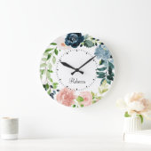 Gepersonaliseerde Waterverf Bloemen Krans Muurklok Grote Klok (Huis)