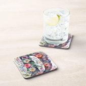 Gepersonaliseerde Waterverf Bloemen Monogram Bier Onderzetter (Rechterzijde)