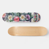 Gepersonaliseerde  Waterverf Bloemen Monogram D Persoonlijk Skateboard (Horizontaal)