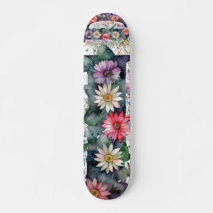 Gepersonaliseerde  Waterverf Bloemen Monogram D Persoonlijk Skateboard