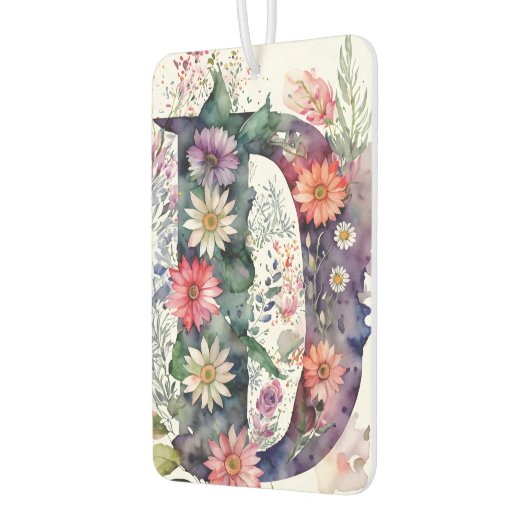 Gepersonaliseerde  Waterverf Bloemen Monogram Luchtverfrisser (Links)