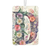 Gepersonaliseerde Waterverf Bloemen Monogram Luchtverfrisser (Achterkant)