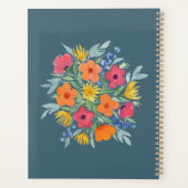 Gepersonaliseerde Waterverf bloemen op blauw Planner (Achterkant)