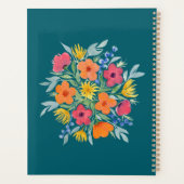 Gepersonaliseerde Waterverf Bloemen op Blauwgroen Planner (Achterkant)