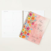 Gepersonaliseerde Waterverf bloemen op roze Planner (Display)