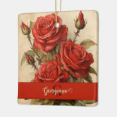 Gepersonaliseerde  Waterverf Bloemen Rode Rozen Keramisch Ornament (Links)
