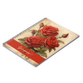 Gepersonaliseerde Waterverf Bloemen Rode Rozen Notitieboek (Linkerzijde)