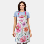 Gepersonaliseerde Waterverf Bloemen Schort (Gedragen)