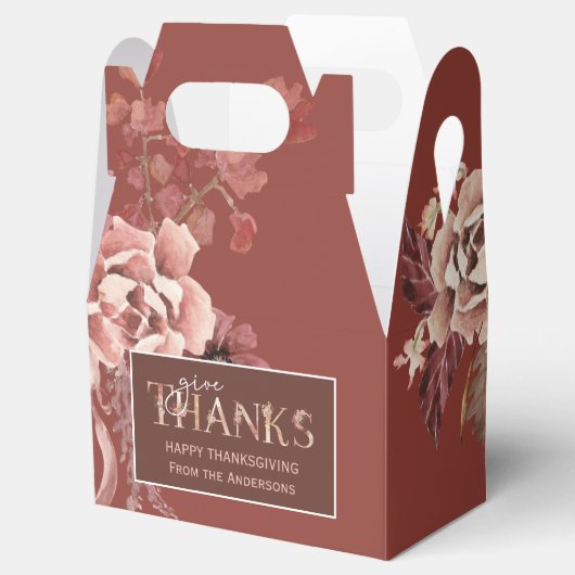 Gepersonaliseerde Waterverf Bloemen Thanksgiving Bedankdoosjes (Geopend)