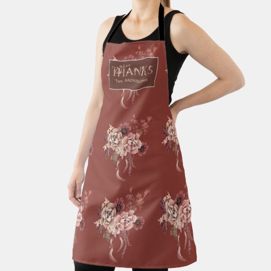 Gepersonaliseerde Waterverf Bloemen Thanksgiving Schort (Insitu)