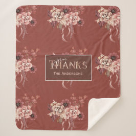 Gepersonaliseerde Waterverf Bloemen Thanksgiving Sherpa Deken
