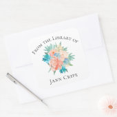 Gepersonaliseerde Waterverf Bloemenboek Bord Vierkante Sticker (Envelop)