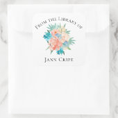 Gepersonaliseerde Waterverf Bloemenboek Bord Vierkante Sticker (Tas)