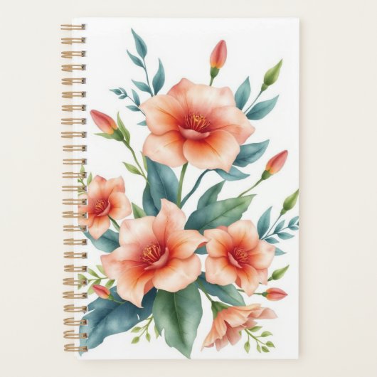 Gepersonaliseerde Waterverf bloemenprint Planner (Voorkant)