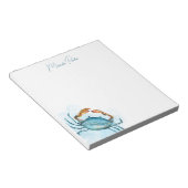 Gepersonaliseerde Waterverf Blue Crab briefpapier Notitieblok (Schuin)