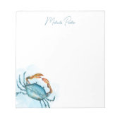 Gepersonaliseerde Waterverf Blue Crab briefpapier Notitieblok (Voorkant)