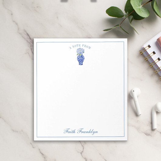 Gepersonaliseerde Waterverf Blue Hydrangea Notitieblok