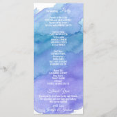 Gepersonaliseerde Waterverf Blue Wedding Programma Programmakaart (Achterkant)