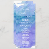 Gepersonaliseerde Waterverf Blue Wedding Programma Programmakaart (Voorkant / Achterkant)