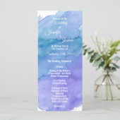 Gepersonaliseerde Waterverf Blue Wedding Programma Programmakaart (Staand voorkant)