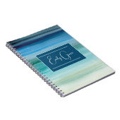 Gepersonaliseerde Waterverf Blues Abstracte School Notitieboek (Rechterzijde)