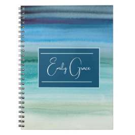 Gepersonaliseerde Waterverf Blues Abstracte School Notitieboek